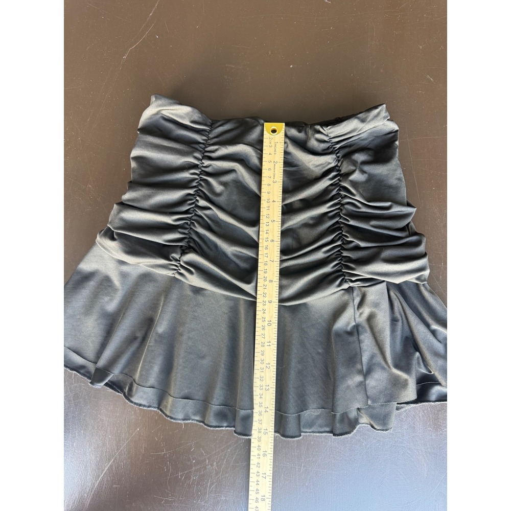 EasisiM Classic Black Ruched Mini Skirt Ruffle Hem Stretchy Size M - Picture 2 of 6